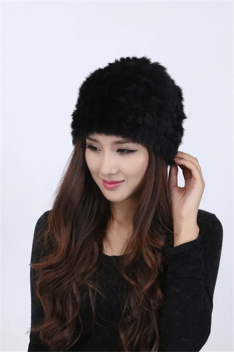 Ручная кроличья меховая шапка теплая зимняя модная женская одежда аксессуары меховая шапка