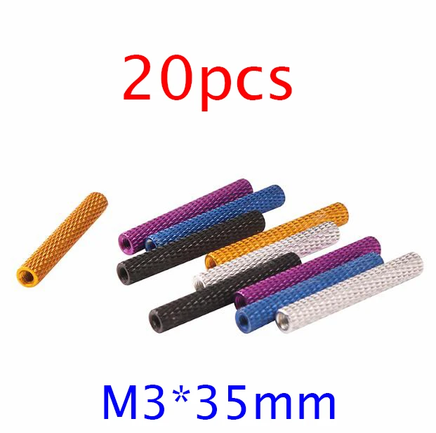 20PCS M3*35mm Aluminum Alloy Standoff M3 Textured Column Pillar Spacers Spare Part For 180/210/250/260 RC Quadrocopter | Игрушки и хобби
