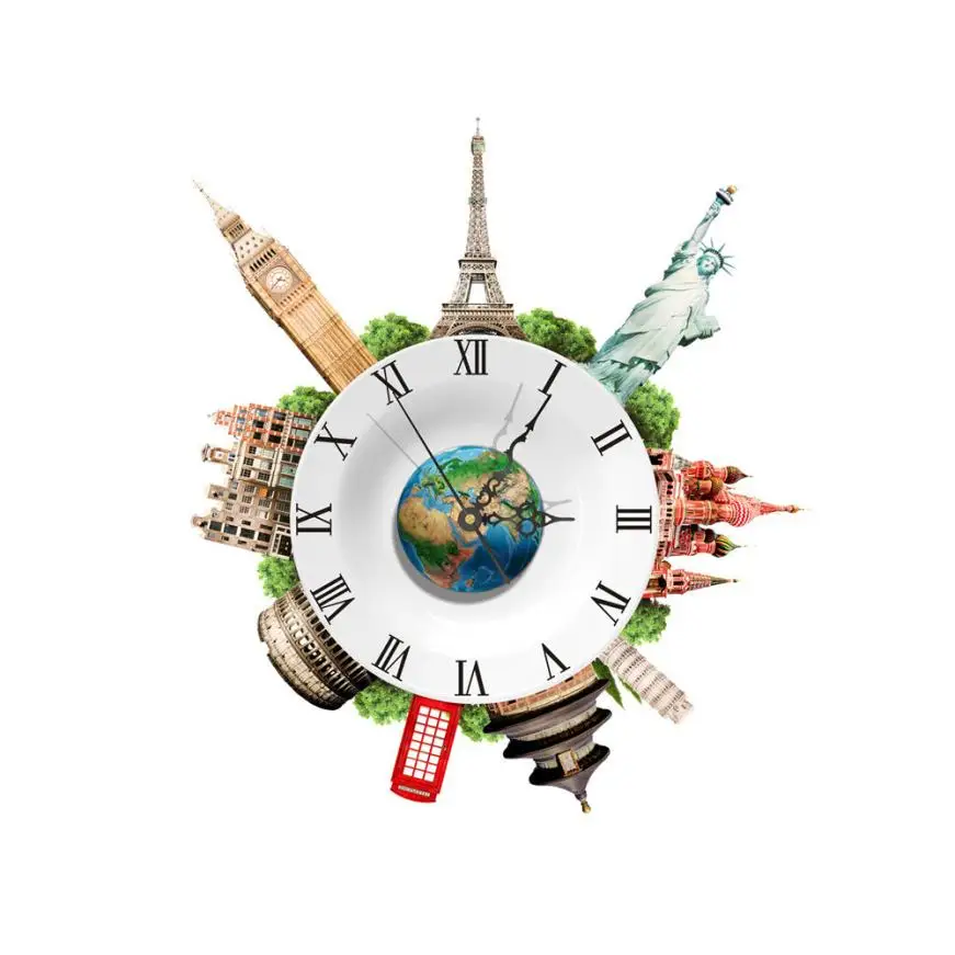 

ISHOWTIENDA New Design 2017 400 x 451mm DIY 3D Wall Stickers Clock Wall Decal Clock 3D Art Wall Clock Personality Beautiful