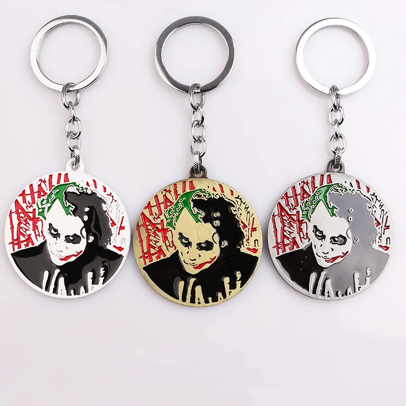 

Dark Knight Batman Riddler Joker Keychain Heath Ledger Double Sided Keyring DC Comics Key Chain Chaveiro