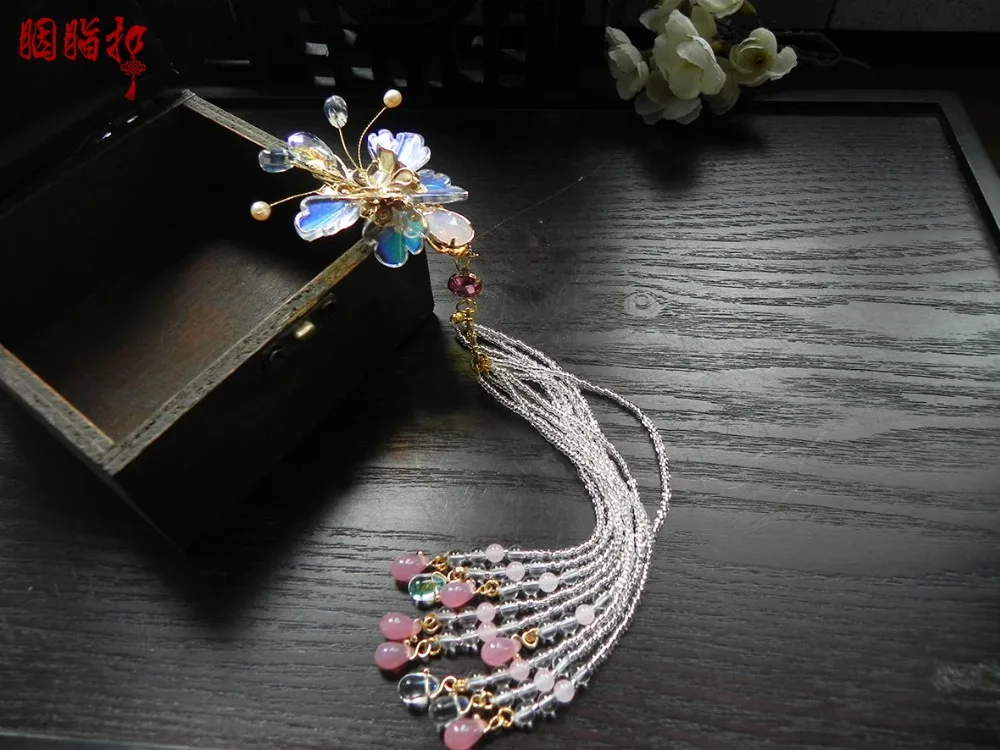 Bian Qian Fairy Long Tassel Butterfly Vintage Original Handmade Hair Stick Cos Hanfu Hair Accessory 5pcs original wulian pan ocean fy a200h fy a200c fy 200 water cooled tube cutting torch consumables water core stick
