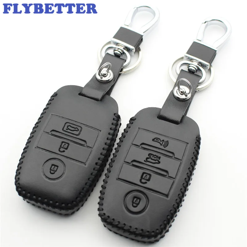 

FLYBETTER Genuine Leather Remote Control Key Chain Cover Case For Kia K3/K4/K5/K3S/Forento/Rio5/Optima/Ceed Car Styling L765