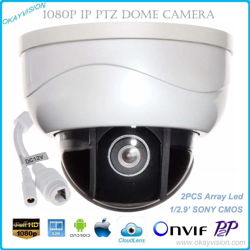 2.0MP мини PTZ IP купольная камера Full-HD 1080 P Крытый 15 м ИК ночного видения p2p CCTV Onvif ip-сети