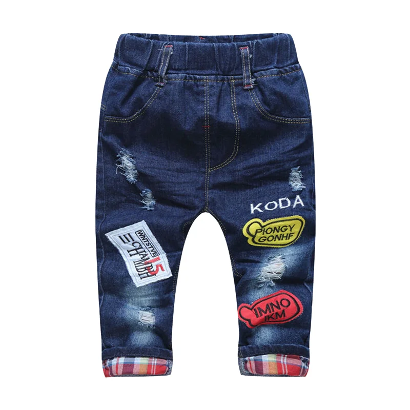 Ripped Boys Jeans Kids Hole Jeans For Boy Patch Embroidery Children