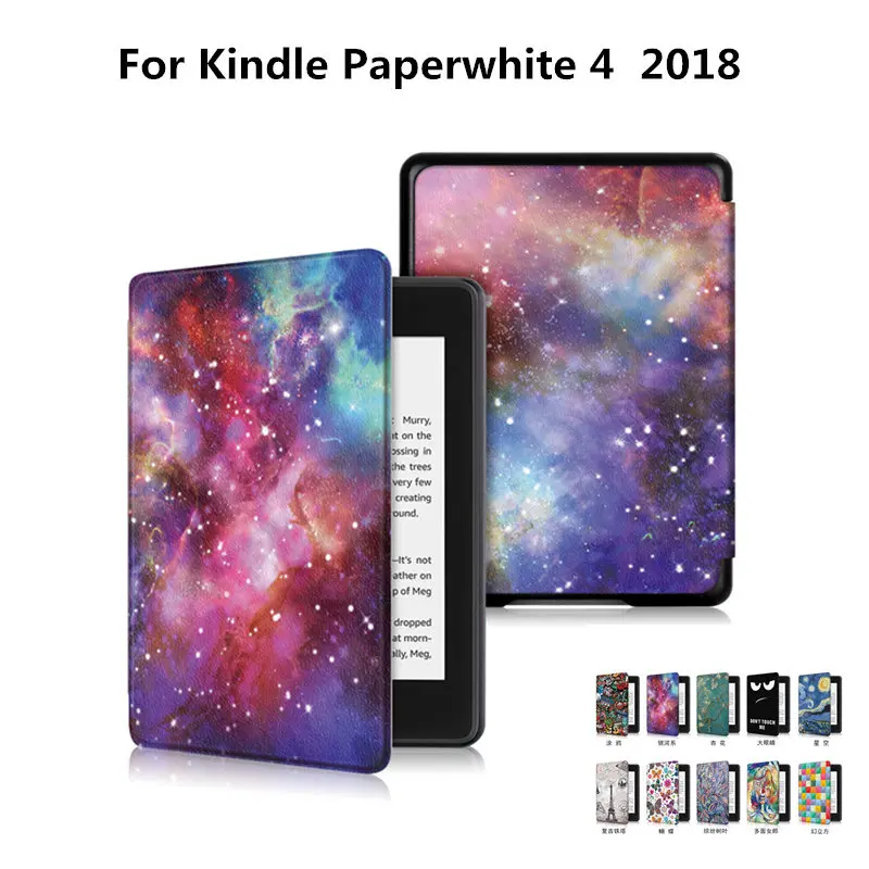 

Cartoon Printed PU Case for Amazon All New Kindle Paperwhite 4 2018 10th 6 inch Ereader Stand Cover for Paperwhite4 kpw4 E-book