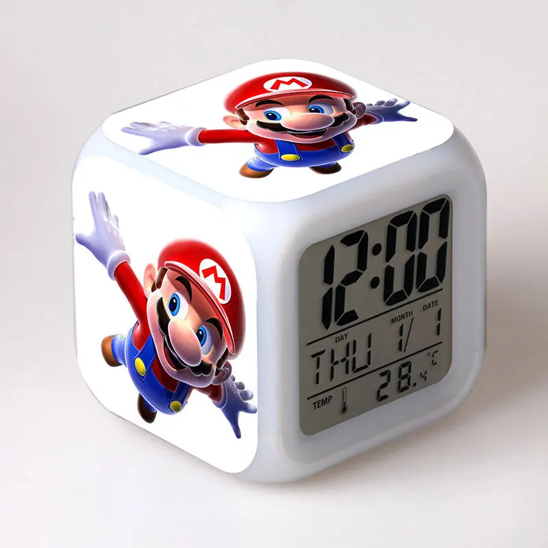 Super Mario Bros Child Funny Clock Alarm Yoshi Dinosaur Figure Toy Super Mario Yoshi Action Figure PVC Funny toys for Children