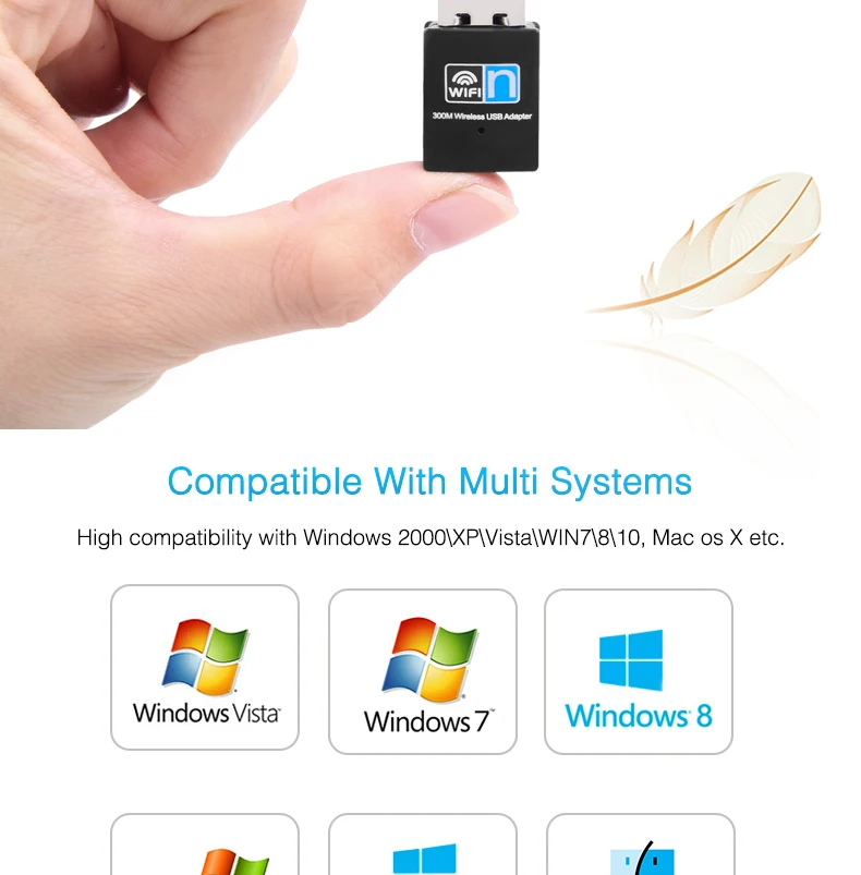 300 Мбит/с мини беспроводной WiFi адаптер USB Сеть Lan Карта 2,4 ГГц Wi-Fi приемник 802.11n/b/g Wi-Fi внешний для Windows XP Vista MAC