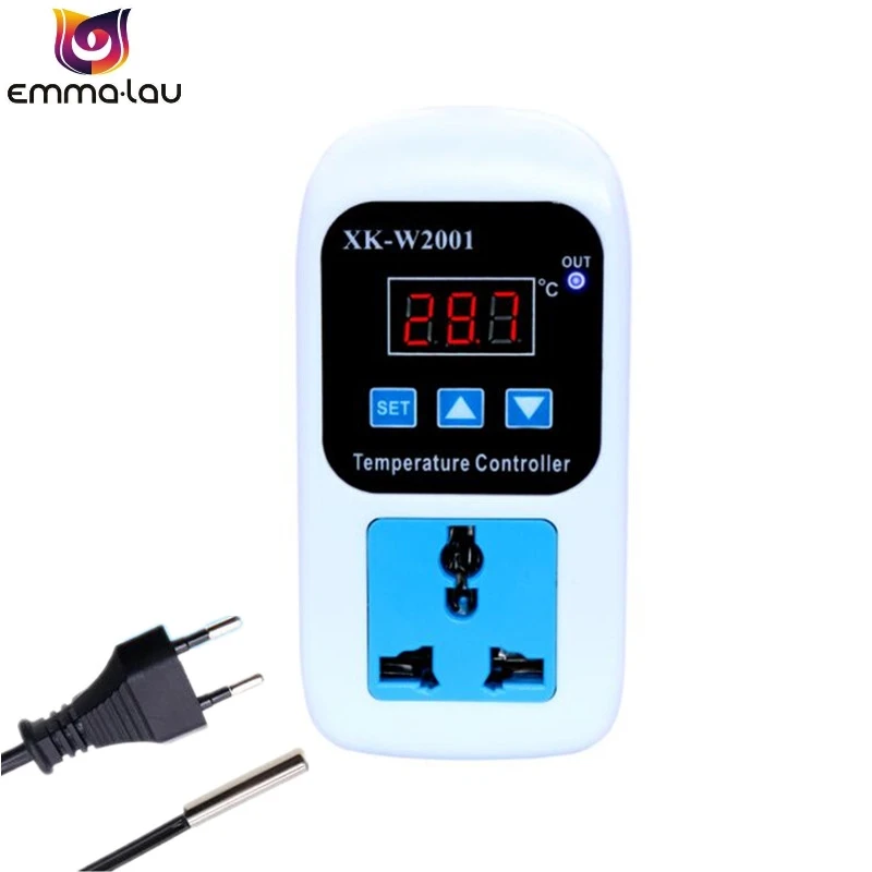 

-50~110C Digital Thermostat Regulator Plug Temperature Controller Switch AC 110-220V Microcomputer with NTC Sensor