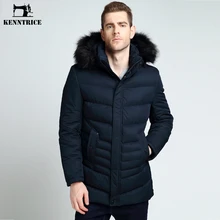 KENNTRICE/теплая зимняя куртка для мужчин, однотонная Стеганая утепленная Хлопковая мужская парка с капюшоном, зимнее пальто, ветрозащитная тонкая мужская куртка