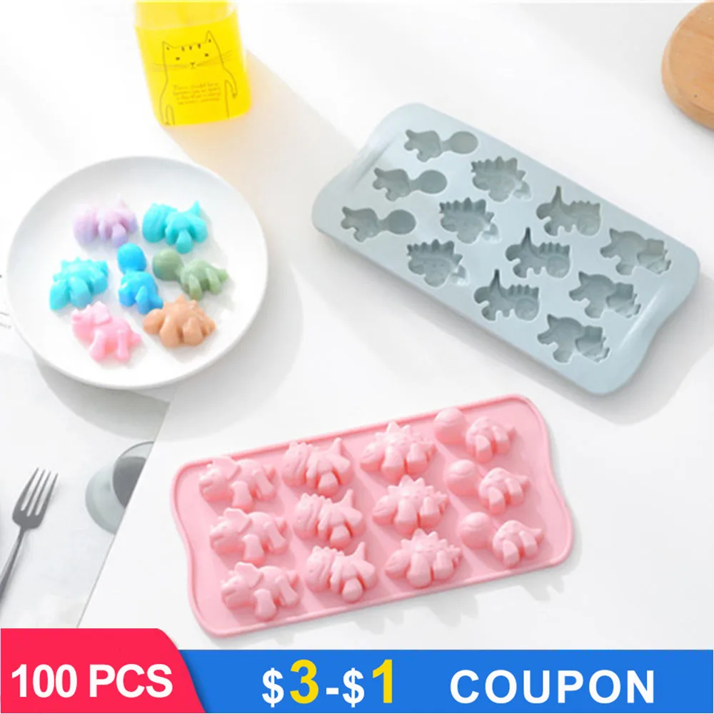 

12 Grid 3D Cartoon Dinosaur Shape Silicone Chocolate Mold Candy Ice Molds DIY Fondant Cake Decoration Tools Kitchen Accessories