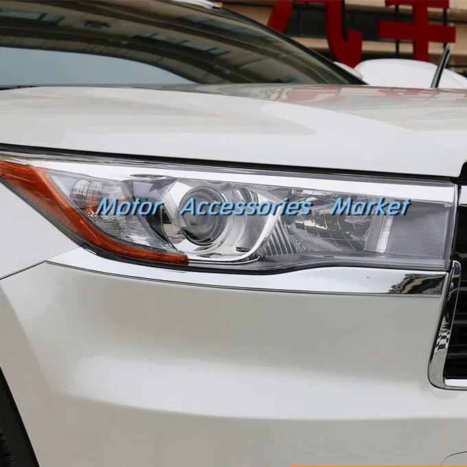 New Chrome Front Head Light Eyebrow Trim For Toyota Highlander 2014