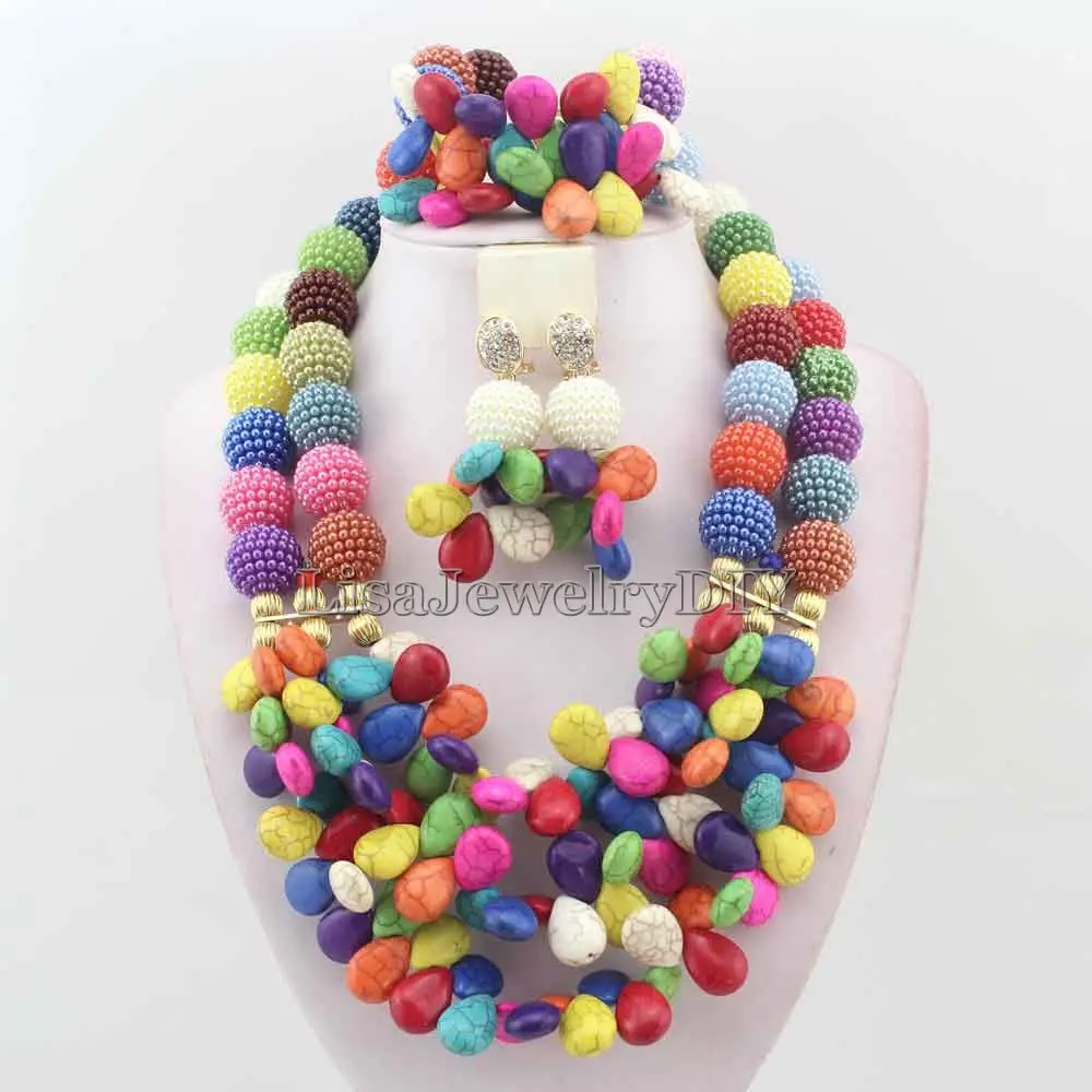 

Nigerian Wedding African Beads Jewelry Set African Costume Jewelry Sets Beads Free Shipping HD5621