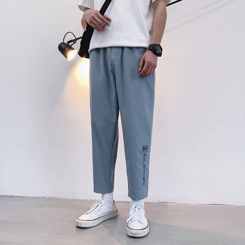 

2019 Summer New Leisure Loose Large Code Pure Coloured Foot Pants Street Tide Polyester Joggers Streetwear Pantalon Hombre
