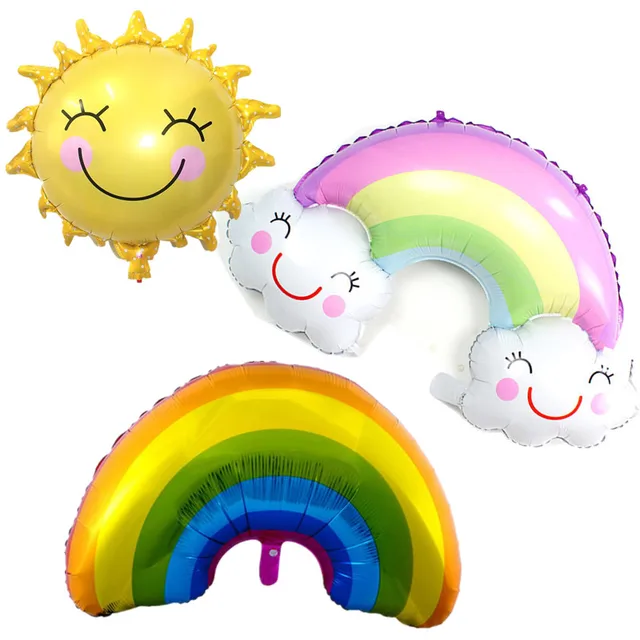 Large Rainbow Smile Sun Design Foil Balloons for Kids Birthday Summer Party Baby Shower Wedding Decoration Helium Air Balloons