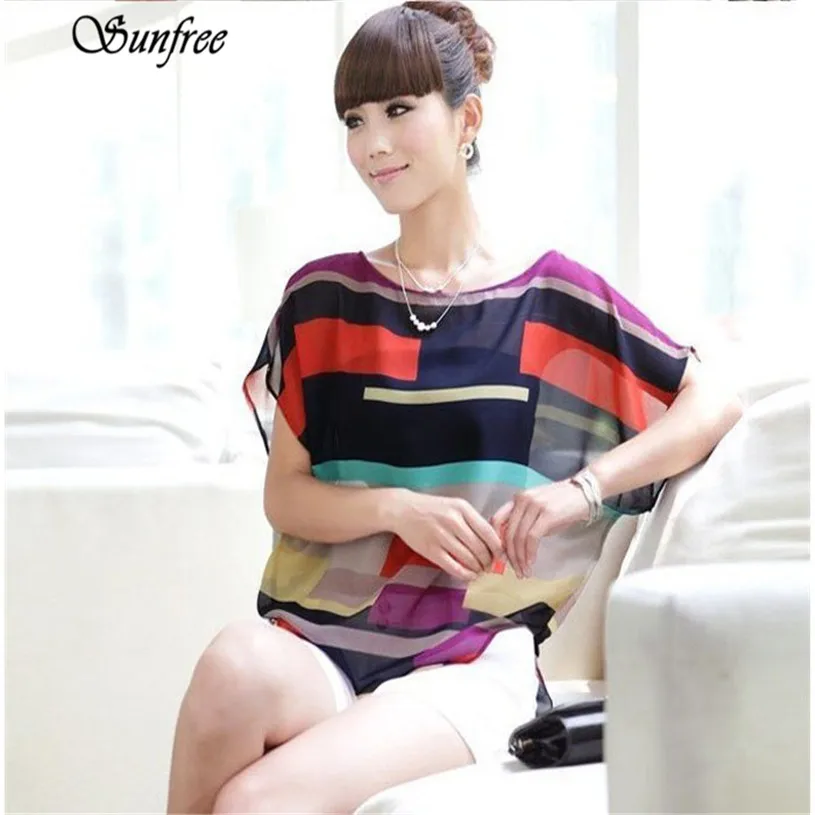 

Sunfree 2016 Hot Sale Women 1PC Sexy Women Summer Perspective Casual Loose Chiffon Tops Blouses Brand New High Quality #BF3150