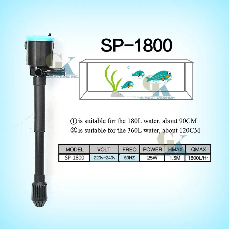 

25W, 1800L/H Powerhead Submersible Pump Aquarium Fish Tank Undergravel Filter 220V