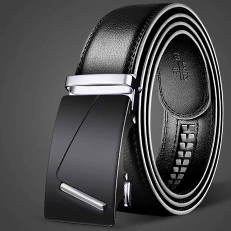 

Leather Belt Men Black Automatic Belts No Holes Male Business Office Genuine Leather Classic Brand Designer Suit Belts