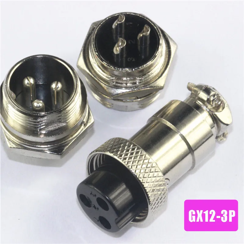 10set=20pcs GX12 3P Industrial Connector 12mm 3Pin Jack+Plug Wire Panel