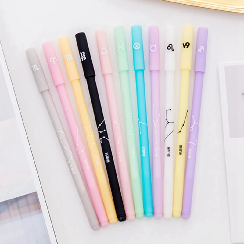 

Creative Jelly Color 12 Constellations Gel Pen 0.5mm Black Ink Writing Gel Pen Stationery Gift Office School Supplies