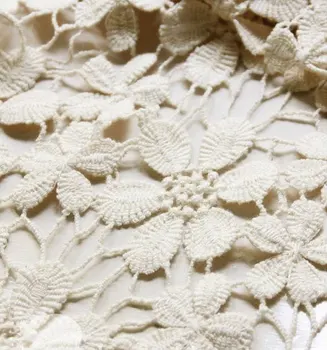 

Chic Bridal Lace Fabric, ivory retro daisy lace, crocheted hollow out net lace fabric by the yard