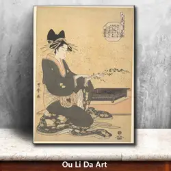 Классическая Япония Кимоно женщины листья филиал картина маслом холстины печатания печатных на холст стены искусства украшения картины
