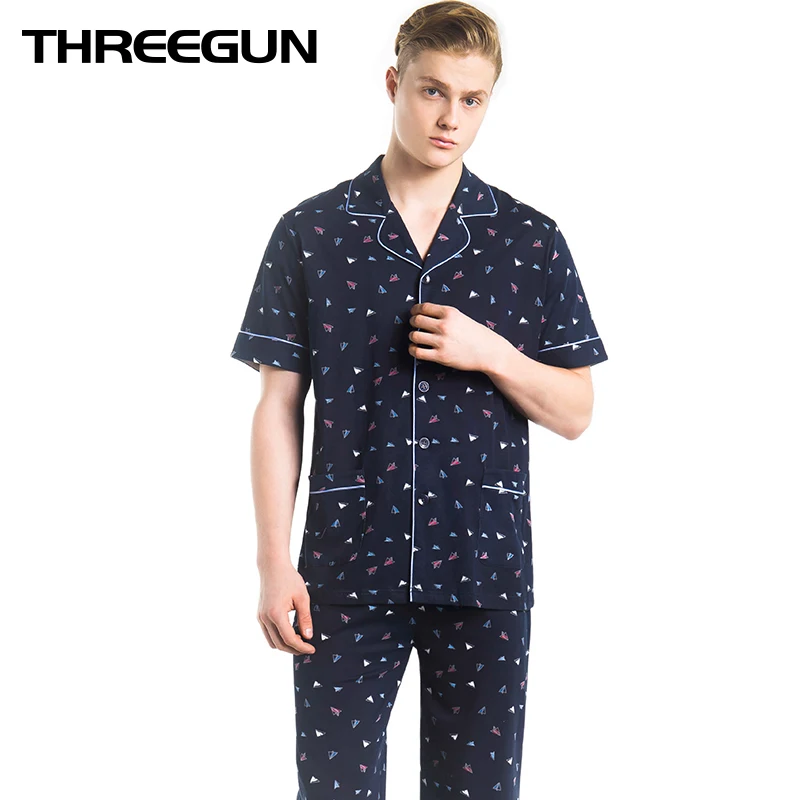 THREEGUN/пижамы из хлопка новинка 2019 года футболки с короткими рукавами принтом и