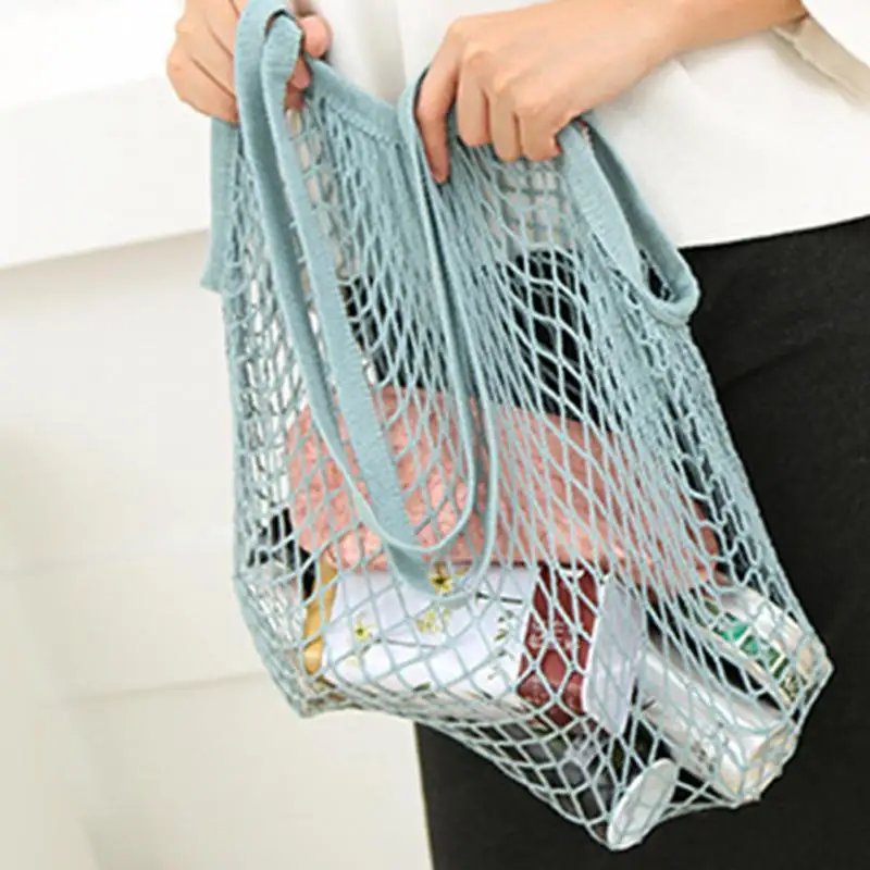 Shopping Bags Shopper Tote Mesh Net Woven Cotton Shoulder Bag