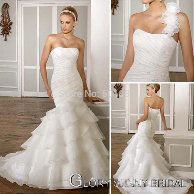 2017 Removable One Shoulder Fishtail Mermaid Wedding Dress Real 2017 Removable One Shoulder Fishtail Mermaid Wedding Dress Real Sample Free Shipping White Organza Ruffle