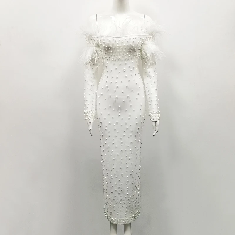 Новая мода белый элегантный Iff плеча бинты с Мех животных дизайн Свадебная вечеринка наряд одежда