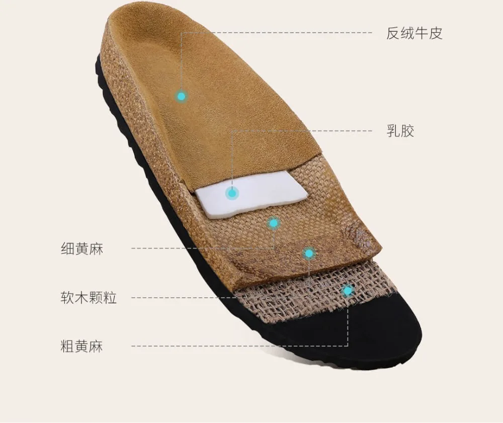 Xiaomi youpin Aishoes/мужские летние модные красивые пробковые сандалии из мягкой воловьей кожи; пляжные сандалии; повседневные Нескользящие