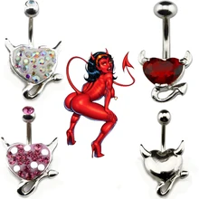 1 шт. дизайн 316L нержавеющая 14 г гранат сердце Циркон Кристалл пупка ювелирные изделия кольцо для пирсинга