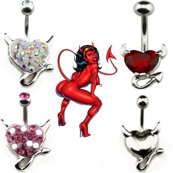 

1Pcs New Desgin 316L Stainless 14g Garnet Heart Zircon Crystal Navel Belly Button Ring Piercing Jewelry