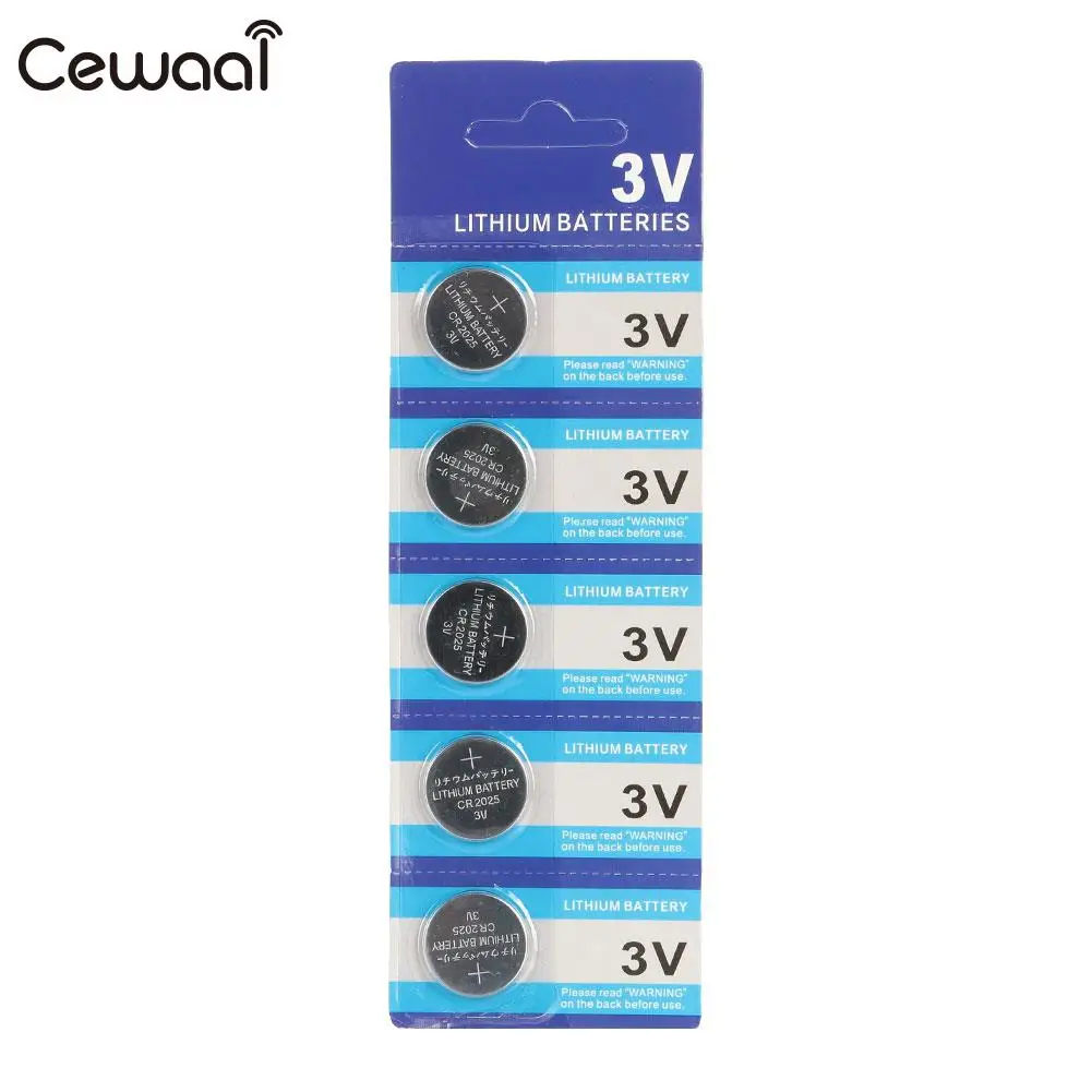 

Cewaal 5pcs/Set CR2025 Battery 150mAh 3V Calculator IC Card New Premium Button Cell