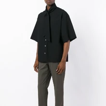 S-5XL! Новинка года Для мужчин одежда Мода DJ стилист корейский Подиум шарф свободную рубашку плюс размер певица костюмы