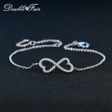 Двойные Браслеты-цепочки и браслеты с кубическим цирконием в форме сердца, розовое золото, ювелирные изделия с кристаллами, подарок, бижутерия DFH105