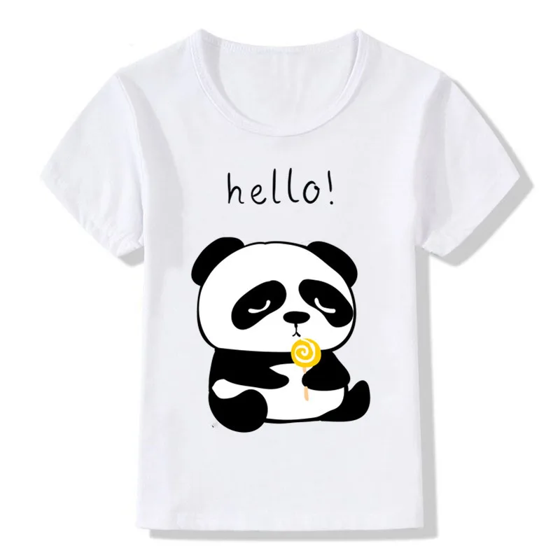 Новинка; Забавные футболки с рисунком панды для мальчиков; Детская летняя одежда; KT-1982 для мальчиков и девочек