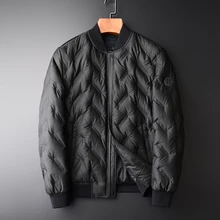 Minglu, добавить толстые мужские пуховики, модные черные мужские куртки и пальто со стоячим воротником, роскошные приталенные мужские пуховики размера плюс