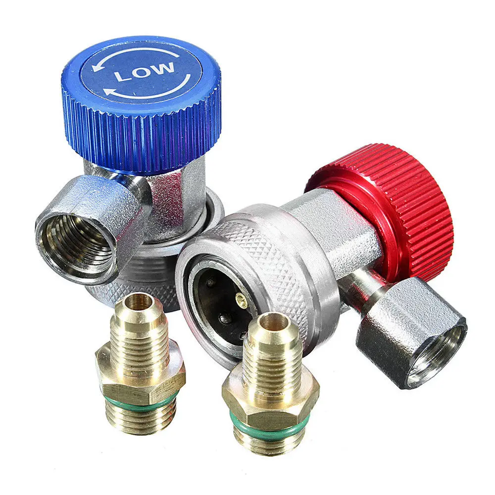 A//C R134A Quick Coupler Connector Adapters High /& Low Manifold AC Gauge Auto Set
