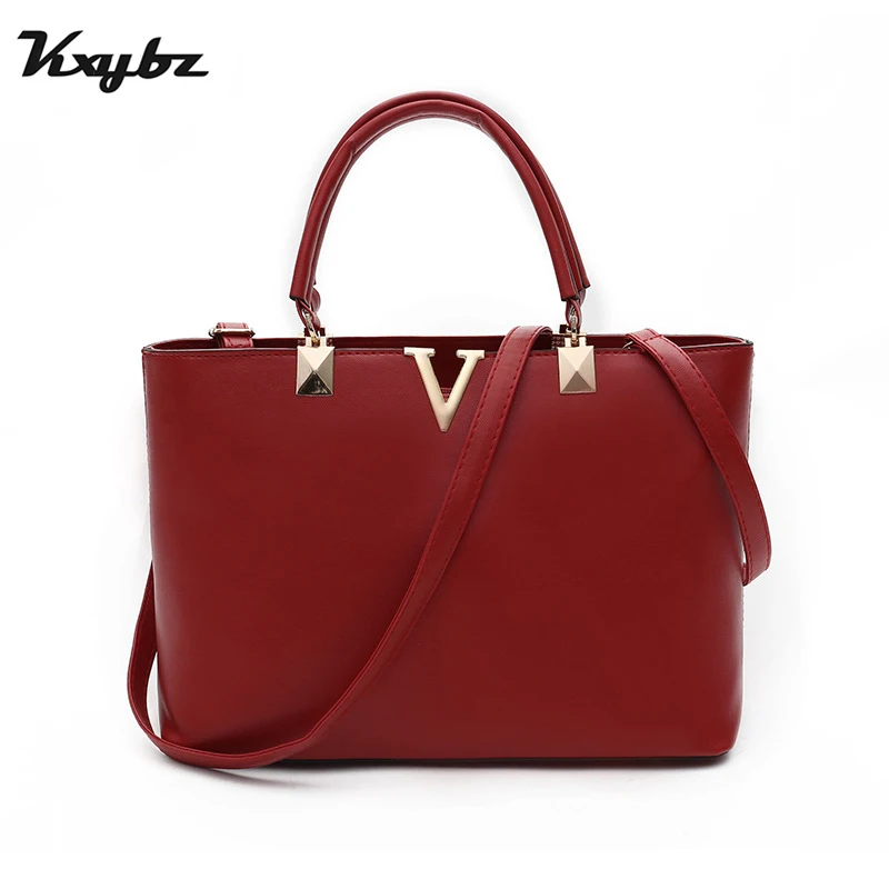 

KXYBZ Fashion Leather Small V Style Luxury Handbags Women Bags Designer Crossbody For Women Messenger Bags 2019 Women Tote Bag