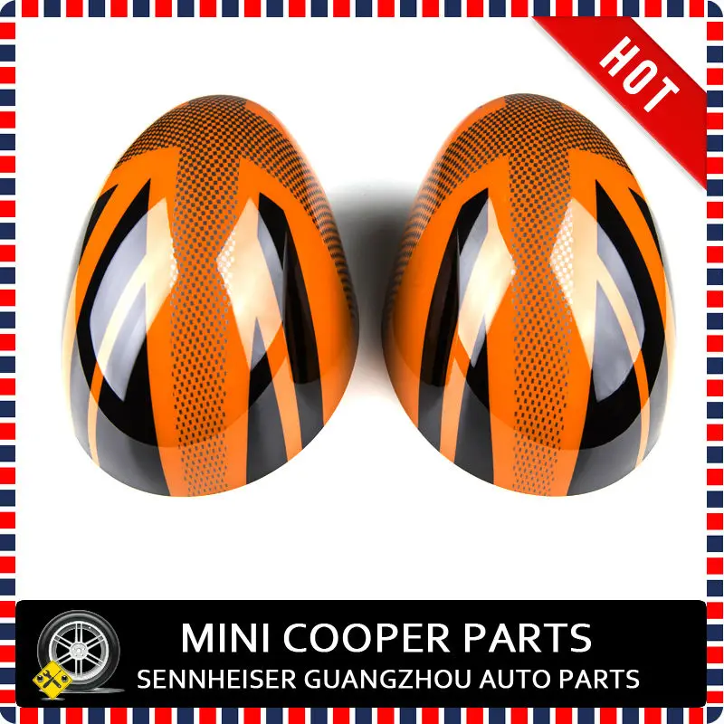 Orange Union Jack Style Side Mirror Cover