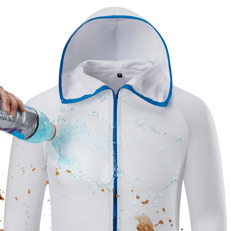 Ice Silk куртка с капюшоном мужская летняя легкая водонепроницаемая быстросохнущая кожаная куртка Повседневная тонкая дышащая верхняя одежда ветровка M-4XL - Цвет: Белый