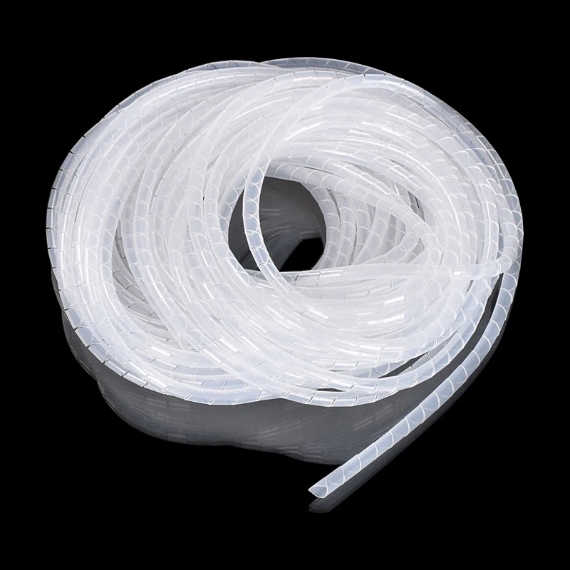 2pcs Tube Computer Manage Cord Cable Wire Spiral Wrap White 8mm 10m 