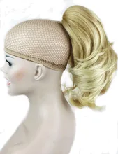 Strong Beauty Synthetic Short Wavy Blonde Black Ponytail Clip in/on Hair Piece Claw Clip Pony Tail For Hair Extensions