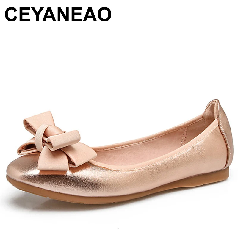 Ceyaneao сезон: весна-лето Плоская Shoes2018 модный бант-бабочка балетки удобная обувь для девочек красного цвета; женская обувь большой полноты, Размеры; мокасины на платформе Mujer