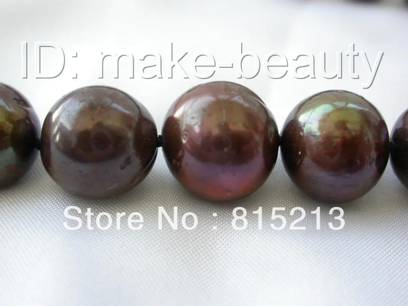 

N542 stunning big 13mm round Chocolate freshwater cultured pearl necklace 28% Discount NEW