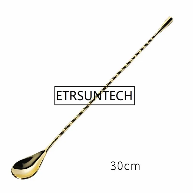 30 см 40 см 50 см из нержавеющей стали смесительная Коктейльная ложка спиральный узор бар чайная ложка мешалка бармена инструменты бармена - Цвет: 30cm Gold