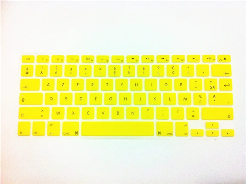AZERTY французский силиконовый чехол для клавиатуры США Защитная пленка для Apple MacBook Pro Air с retina 13 15 17 - Цвет: Цвет: желтый