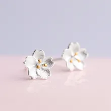 Bijoux романтические 925 пробы серебряные серьги с цветком для женщин и девочек простые Серьги Pendientes Brincos модные ювелирные изделия