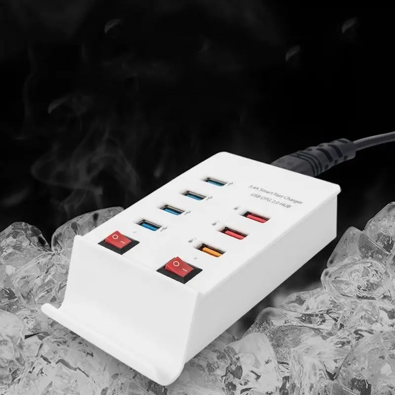 Micro и type-C usb зарядка OTG концентратор разветвитель быстрое зарядное устройство 7 USB Универсальный Телефон Стент, белый многопортовый концентратор разветвитель FS