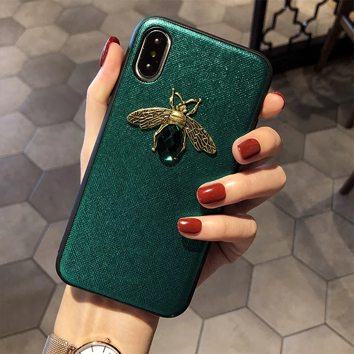 Роскошный мягкий блестящий чехол со стразами и Пчелой для Iphone X XR XS Max модный